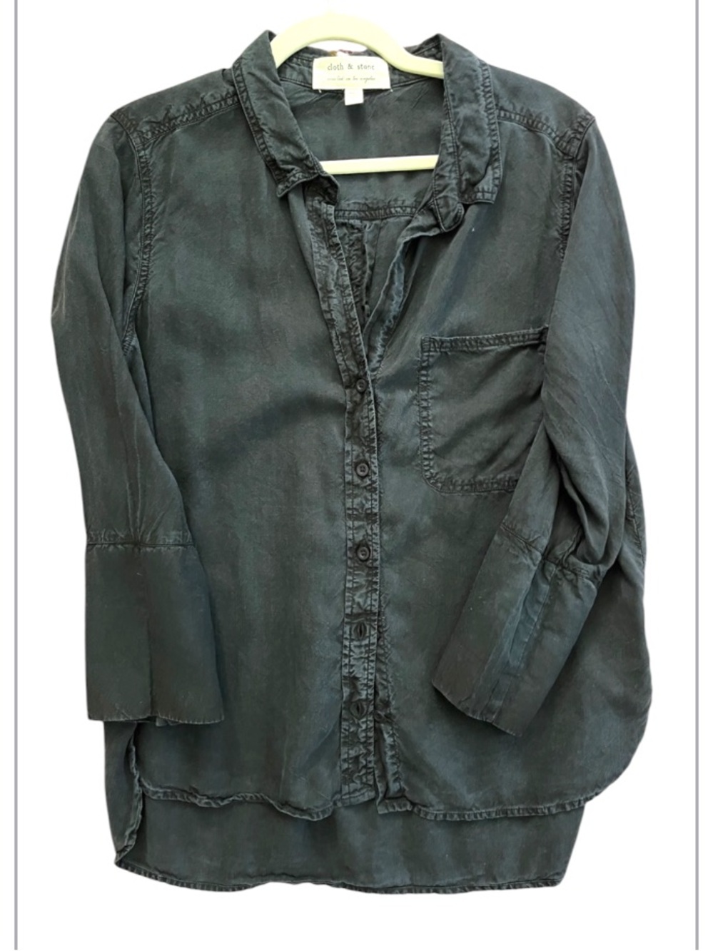 Cloth & Stone Button-Front Shirt Sz Large Black